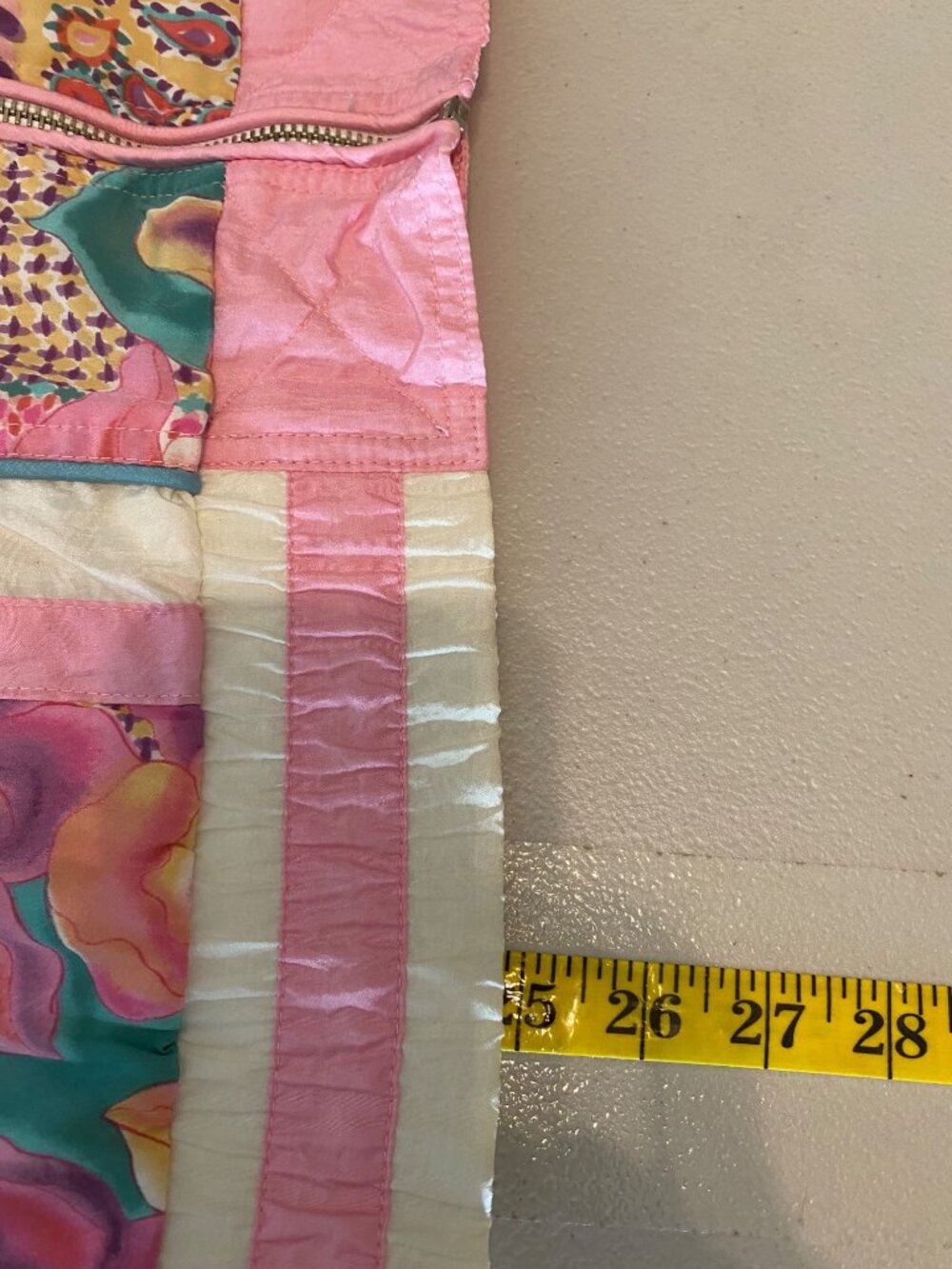 Vintage 80s East West Floral Patchwork Nylon Jacket Medium Pink White - Picture 6 of 9